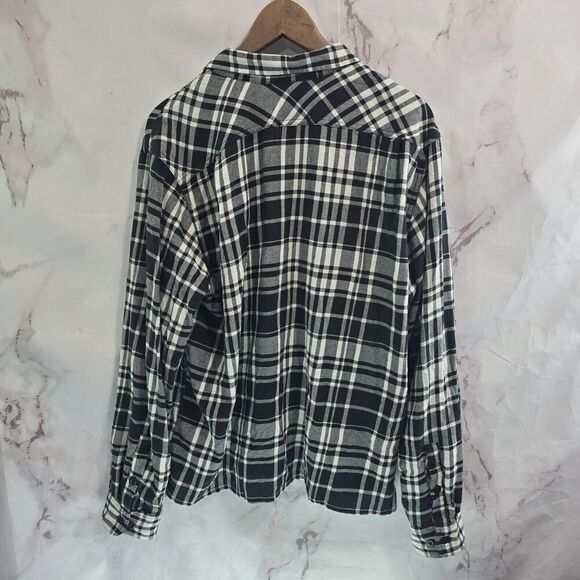 Filson Shirt Mens Large Black White Plaid Button Up Long Flannel Lightweight - Picture 5 of 12